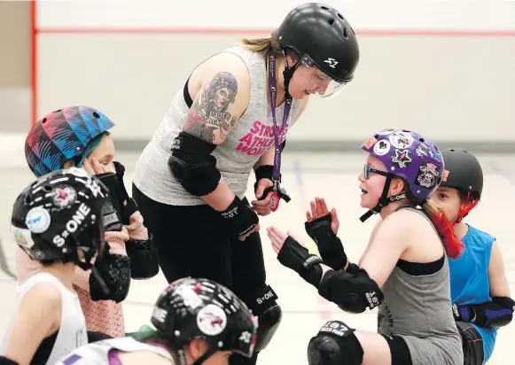  ?? MICHELLE BERG ?? Sarah Coleshaw has been competing in roller derby for seven years and has also been coaching junior roller derby for many years at the Cosmo Civic Centre in Saskatoon.