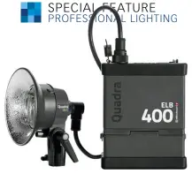  ??  ?? The Elinchrom ELB 400 compact battery-powered flash pack combines portabilit­y with a maximum power output of 424 joules.