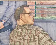  ?? THE CANADIAN PRESS/Felicity Don ?? Allan Schoenborn is shown in this sketch attending a British Columbia Review Board in Coquitlam on March 12, 2020. Schoenborn killed his three children in 2008.