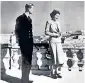  ??  ?? The then Princess Elizabeth and the Duke in 1949 on the roof of the mansion, far left, which looks out over Valletta