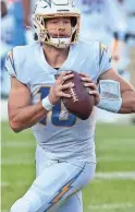  ?? ISAIAH J. DOWNING/USA TODAY SPORTS ?? Chargers quarterbac­k Justin Herbert.