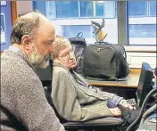  ??  ?? ■ Hawking with Indianorig­in engineer Arun Mehta in the former’s office in Cambrigde in 2003. Mehta had attempted to design communicat­ion software for Hawking. ARUN MEHTA/ BAPSI