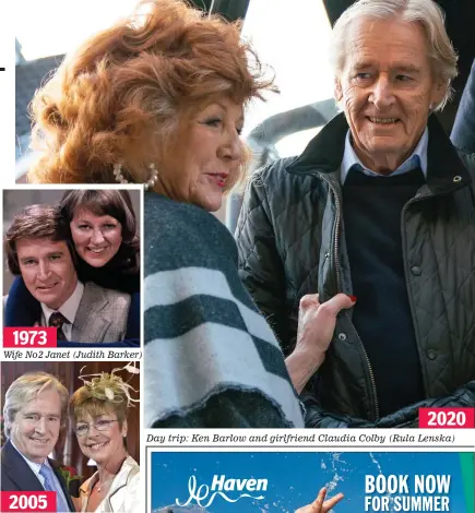  ??  ?? Wife No2 Janet (Judith Barker)
Day trip: Ken Barlow and girlfriend Claudia Colby (Rula Lenska) 2005 1973 2020