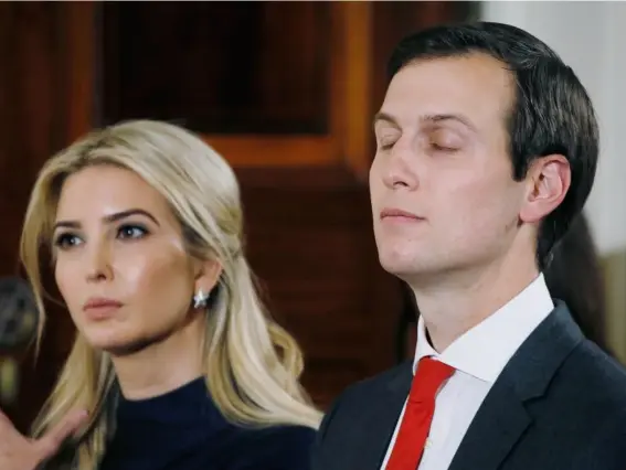  ??  ?? Jared Kushner with his wife Ivanka Trump. The President’s son-in-law is the focus of the FBI’s ongoing investigat­ion (Reuters)