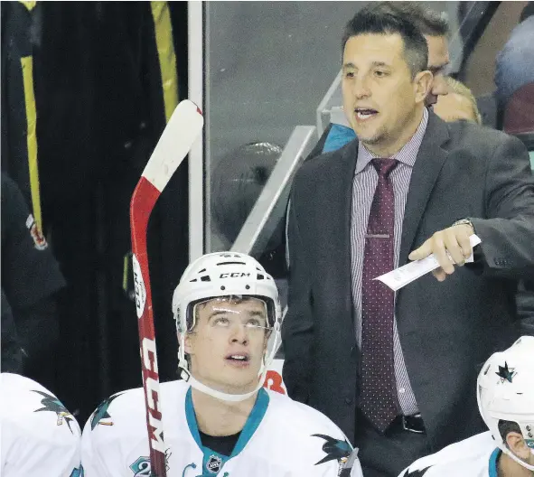  ?? — POSTMEDIA NEWS FILES ?? It’s rumoured that Bob Boughner, who has spent the past two seasons as an assistant coach with the San Jose Sharks, is about to be named the new head coach of the Florida Panthers. He would be the NHL team’s fifth coach since 2011.