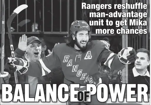  ?? Robert Sabo ?? CENTER STAGE: Rangers center Mika Zibanejad has 19 power-play goals this season, third most in the NHL, but has none since March 1 after the team shuffled around the PP units. Now, the Rangers are moving Zibanejad and Chris Kreider back to the top unit