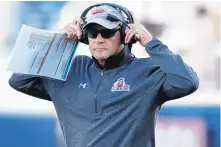  ?? ROGELIO V. SOLIS/ASSOCIATED PRESS ?? New Mexico State coach Doug Martin, shown during his team’s game at Ole Miss in November, tells his returning starters not to be comfortabl­e following his team’s two-win season in 2019.