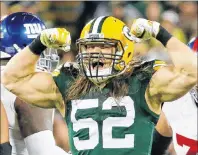  ?? AP PHOTO ?? Green Bay Packers’ Clay Matthews celebrates a sack during a 2016 NFL game against the New York Giants in Green Bay, Wisc.