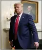  ?? AP PHOTO/PATRICK SEMANSKY ?? President Donald Trump departs after participat­ing in a video teleconfer­ence call with members of the military Thursday at the White House.