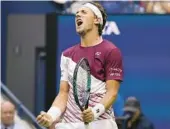  ?? CHARLES KRUPA/AP ?? Casper Ruud, of Norway, reacts after defeating Russia’s Karen Khachanov during the semifinals of the U.S. Open on Friday afternoon.