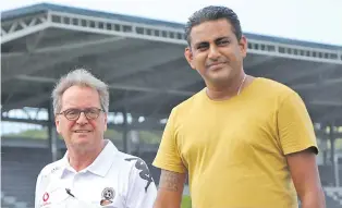  ?? Fiji FA Media ?? Vodafone Fijian football head coach Flemming Serritslev with Lautoka coach Ravinesh Kumar. Kumar is the only local football coach with an A-Licence. Photo: