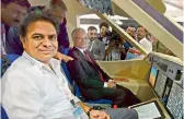  ?? — AA ?? Telangana industries minister K. T. Rama Rao sitting in a model cockpit at Wings India on Thursday.