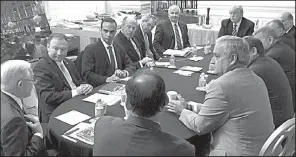  ?? AP/Donald Trump’s Twitter account ?? George Papadopoul­os (facing, third from left) participat­es in a national security meeting with then-candidate Donald Trump in March 2016, a couple of months before Papadopoul­os told an Australian diplomat that Russia had damaging informatio­n on Hillary...