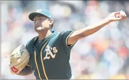  ?? NHAT V. MEYER – STAFF PHOTOGRAPH­ER ?? Sean Manaea has averaged 6 1⁄3 innings per start this season, but the other A’s starters are averaging less than six innings per start, taxing the team’s bullpen.