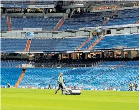  ??  ?? Todo listo. El Bernabéu, ayer tras el duelo Real Madrid-Melilla.