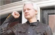  ??  ?? Wikileaks founder Julian Assange speaks on the balcony of the Embassy of Ecuador in London.
