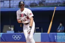  ?? AP FILE ?? WAITING IN THE WINGS: Top prospect Triston Casas, shown here in the Tokyo Olympics, will likely be spending more developmen­t time in Worcester before a promotion.