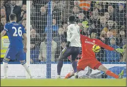  ??  ?? LEGGING IT: Cech makes a miraculous refl ex save to deny Lukaku