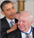  ?? CHARLES DHARAPAK, FILE/AP PHOTO ?? In 2011, artist Jasper Johns received the Medal of Freedom from President Barack Obama.