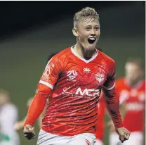  ?? PHOTO: GETTY IMAGES ?? Waine’s world . . . Phoenix forward Ben Waine celebrates his injurytime winner against Western United in the sides’ ALeague clash in Wollongong on Sunday night.