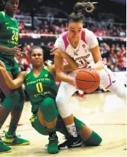  ?? Scott Strazzante / The Chronicle ?? Stanford’s Alanna Smith goes after a loose ball against Oregon’s Satou Sabally on Feb. 10.