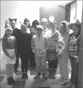  ??  ?? Book characters: West Side Christian School sixth graders dress as book characters during Hoopla Week. They are, front row, from left, Cierra Grant, Victoria Colley, Sam Hay, Tiffanie Duke, Anna Fruge and Carson Bain and back row, Madelyn Poss, Elijah...