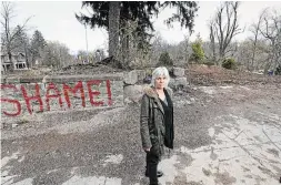  ?? CATHIE COWARD THE HAMILTON SPECTATOR ?? Joanna Speller stands on the site of her former family home that was demolished April 4.