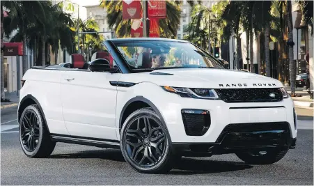  ??  ?? The Range Rover Evoque convertibl­e is the only soft-top model in Land Rover’s lineup.