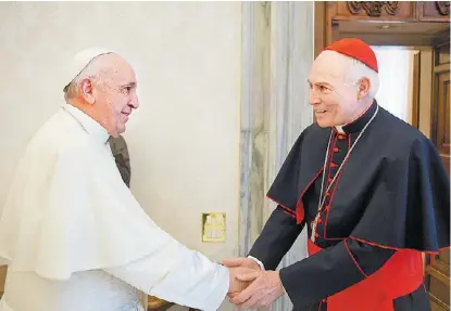 ?? ESPECIAL ?? Carlos Aguiar Retes se reunió el 3 de marzo con el pontífice en Ciudad del Vaticano.