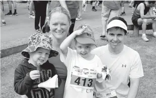  ??  ?? It was a family affair for the Spencer family of Warragul. Nicole and six-yearold daughter Summer ran in the 2.5km fun run while Mark stepped out in the five kilometre event. Four-year-old Ashton was on the sidelines to cheer them all over the line.