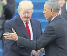  ?? REUTERS ?? FBI director James Comey on Sunday took the extraordin­ary step of asking the justice department to publicly refute Trump’s unsubstant­iated accusation that Barack Obama (right) tapped his phone during last year’s election campaign.