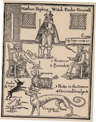  ??  ?? Sensibilit­ies change. Which type of ancestor from the past might you feel more uneasy about including on your family tree? A witch or someone who condemned a woman to die for her alleged witchcraft? How might your ancestors have viewed this question? Right: frontispie­ce from The Discovery of Witches: A Study of Master Matthew Hopkins, commonly call’d Witch Finder Generall, 1647