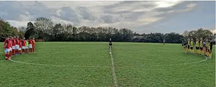  ?? ?? All games in the Bristol and Suburban League last Saturday, including this one between Mangotsfie­ld United Reserves and Lawrence Weston Athletic, were preceded by a minute’s silence in memory of ‘Mr Ridings High’ Gary Dunn, who passed away on Saturday morning. Gary’s passion for the grassroots game was legendary, alongside his enthusiasm for his club and his calm, rational thinking on the league management committee. Gary will be sadly missed by everybody. The Suburban League sends sincere condolence­s to Gary’s loved ones