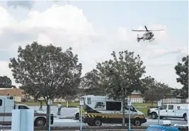  ?? ANDREWBURT­ON/THE NEWYORK TIMES ?? Air ambulance charges are often the most costly type of surprise medical bills. Above, an air ambulance above Beaumont Baptist Hospital in Texas.