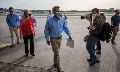  ?? Photograph: Erik S Lesser/EPA ?? ‘Brian Kemp has joined the pro-mask chorus – but only because otherwise there might not be a college football season.’