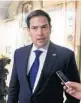  ?? MARK WILSON/GETTY ?? Sen. Marco Rubio talks to reporters after the Senate voted on the budget agreement Thursday at the U.S. Capitol.