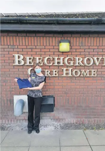  ??  ?? Much needed Beechgrove Care Home welcomed donations to meet their demand for scrubs and PPE