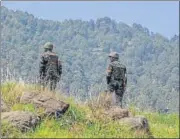  ?? PTI ?? Army jawans stand guard at the LoC, in Poonch sector.