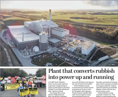  ??  ?? Allerton Waste Recovery Park is now full operationa­l after being approved in 2014 despite opposition, including from this group of protesters pictured in 2012.