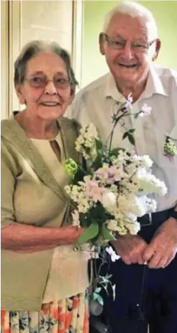  ??  ?? Devoted: Mary, 86, and Frank, 91, at Cedar Lodge care home