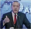  ?? — AFP ?? Turkish President Recep Tayyip Erdogan addresses the Atlantic Council summit in Istanbul.
