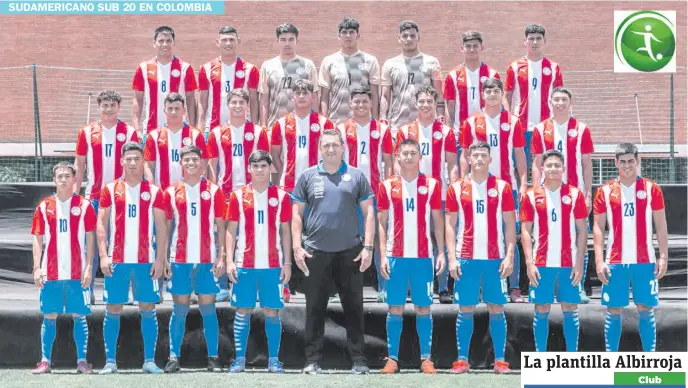  ?? ?? Formación de los 23 elegidos por el técnico Aldo Antonio Bobadilla (centro), con los que se apostará a una buena campaña en el Sudamerica­no Sub 20.