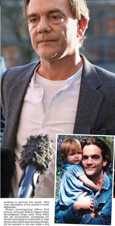  ??  ?? Grieving: John Michie yesterday. Above: The actor with Louella as a toddler