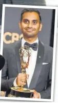  ??  ?? >> Aziz Ansari won the Best Writing in Comedy award PHOTO: JORDAN STRAUSS/AP