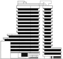  ?? —LICO REPORT ?? Front elevation; perspectiv­e drawing; RCB at the heart of Makati Central Business District in the past decades