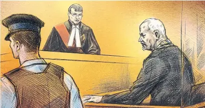  ?? ALEX TAVSHUNSKY ?? Bruce McArthur is shown at Tuesday’s hearing, where he pleaded guilty to eight charges of first-degree murder.