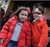  ??  ?? Sisters Evie and Jessica Dick look forward to the show, while Dan Wray and son Matthew visit the theatre, and right, Friends Eva Kerr and Jack Kennedy are all smiles