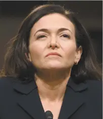  ?? JIM WATSON AGENCE FRANCE-PRESSE ?? Sheryl Sandberg