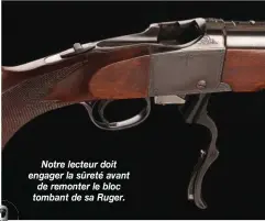  ?? ?? Notre lecteur doit engager la sûreté avant de remonter le bloc tombant de sa Ruger.