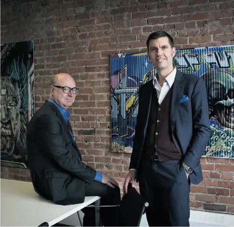  ?? Tod Korol for National Post ?? Brock Schroeder, right, and Barry Charnish, principals at Canadian engineerin­g firm Entuitive, in their Calgary offices. The three-year-old firm aims to retain its client focus and entreprene­urial culture.